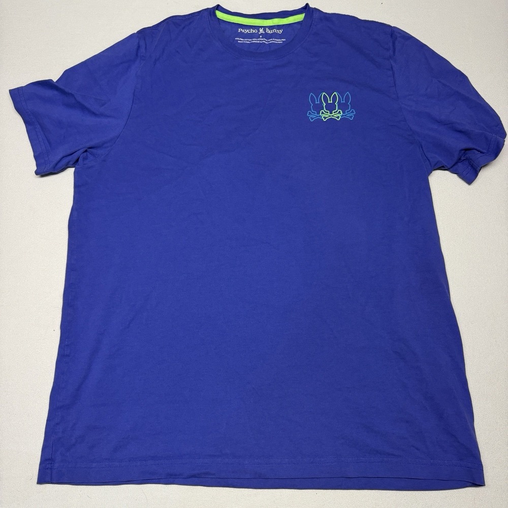 Psycho Bunny Men's Graphic T Shirt Green Purple Size 8 XXL 2XL 100% Pima Cotton